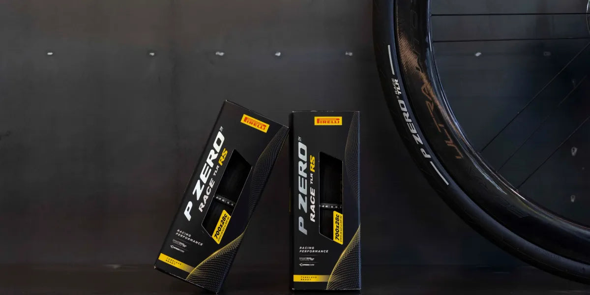 Pirelli P ZERO Race TLR RS tire installed on a premium complete bicycle side view.