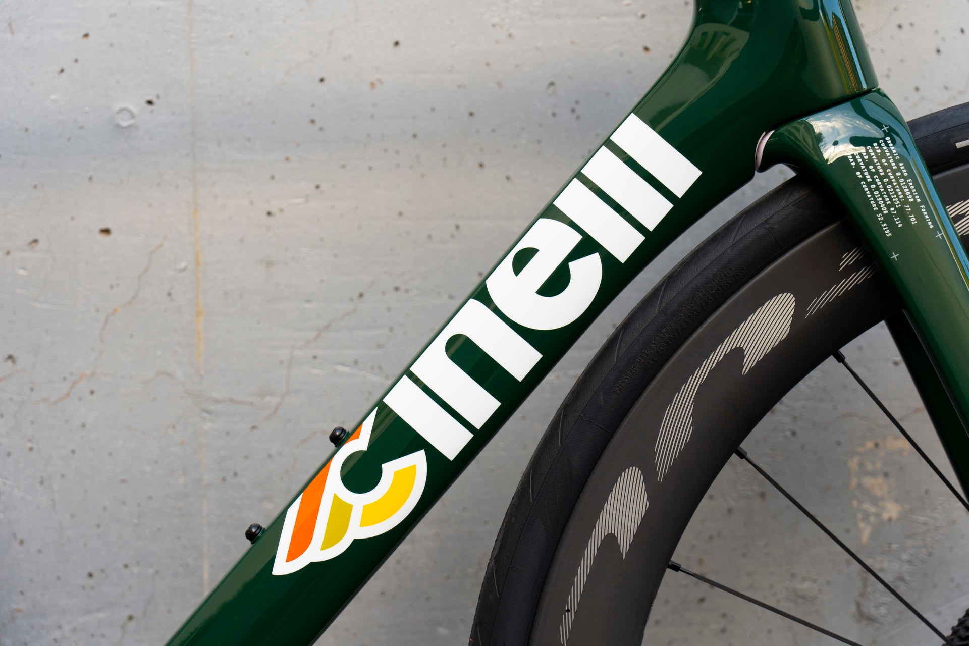 Logo Cinelli Pressure II aero road bicycle in racing green with Shimano Ultegra Di2, a custom bicycle build by Cicli Corsa.