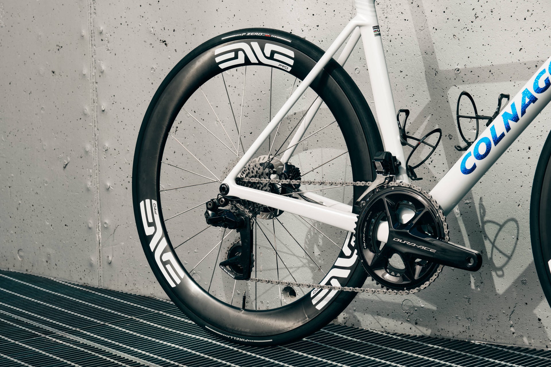 Rear carbon triangle and aerodynamic chainstay design on the high-performance Colnago V5Rs complete bicycle by Cicli Corsa.