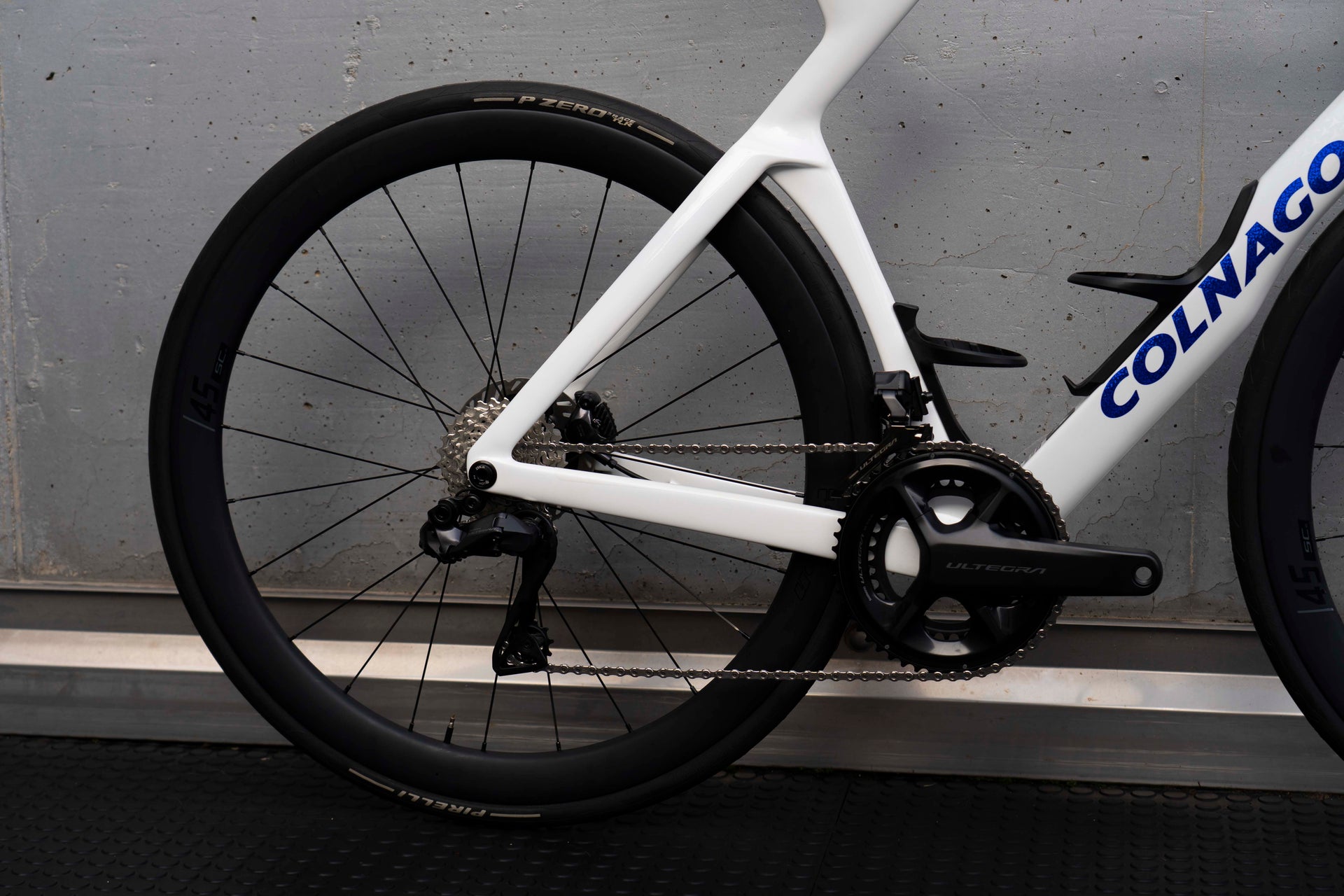 Rear triangle and chainstay design on the Colnago Y1Rs complete bicycle by Cicli Corsa.
