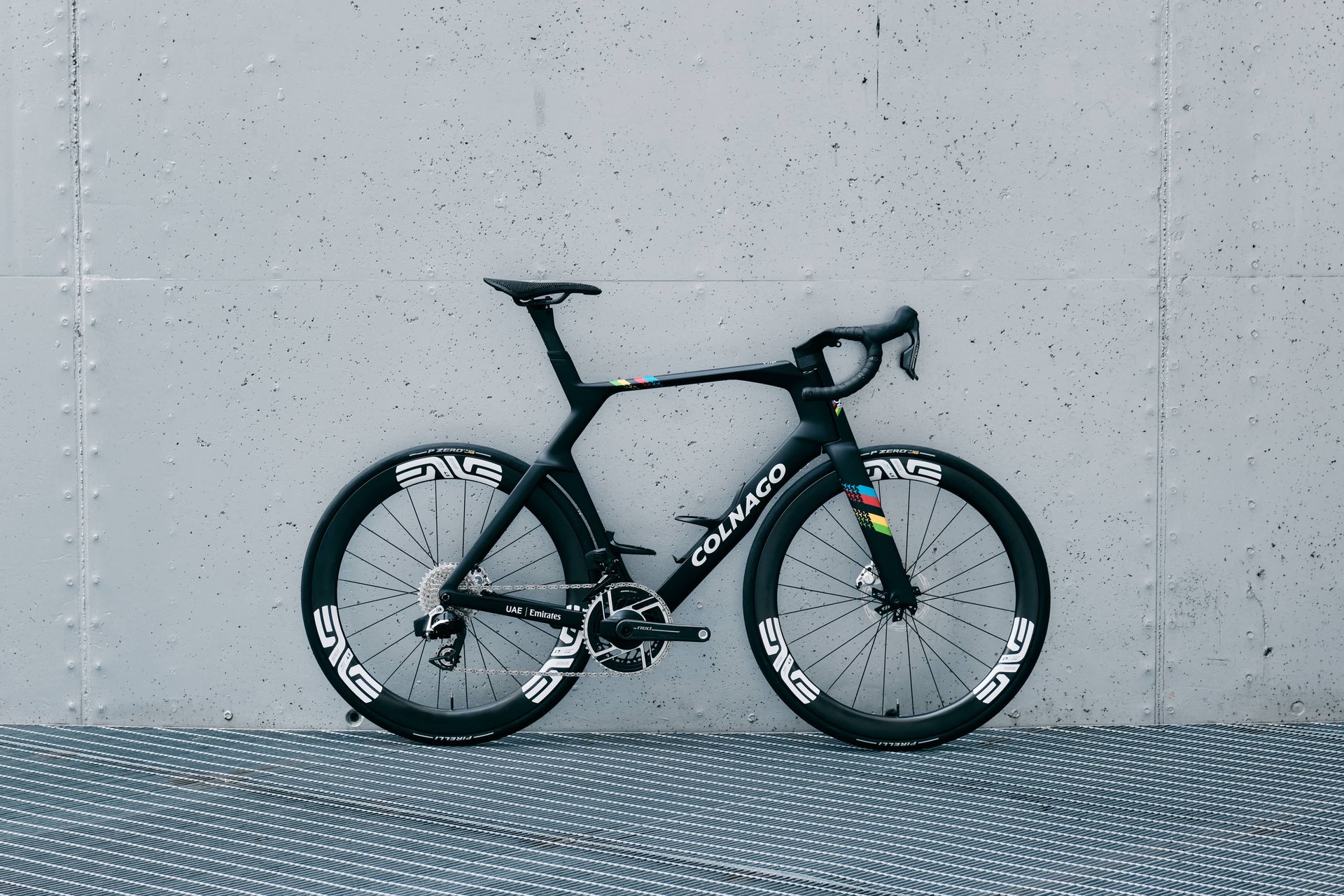 Side view of Colnago Y1Rs YSBC Black custom road bike complete bicycle by Cicli Corsa.