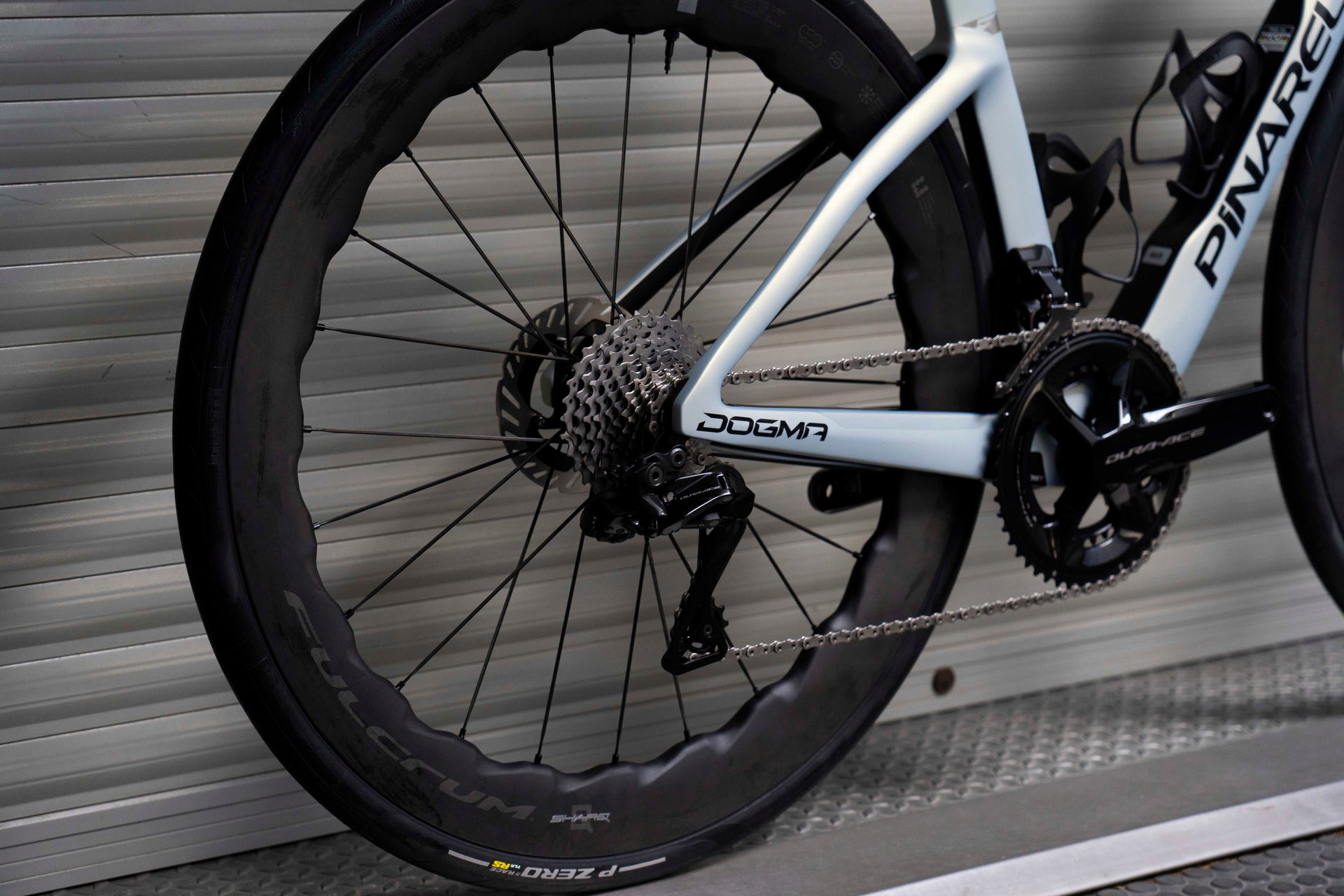 Shimano Dura-Ace Di2 rear derailleur on the Pinarello Dogma F complete bicycle by Cicli Corsa.